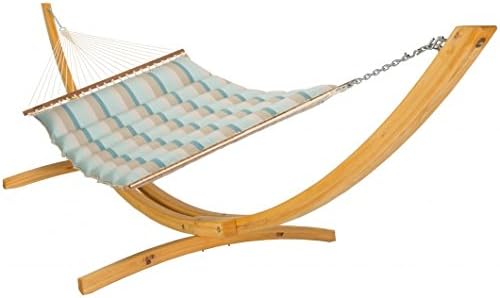 Hatteras Hammocks Gateway Mist Sunbrella Pillowtop Hammock with Free Extension Chains &amp Tree Hooks Handcrafted in The USA Accommodates 2 People 450 LB Weight Capacity 13 ft. x 55 in.