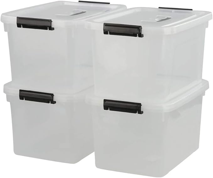 10 Liter Plastic Storage Box 4-pack Clear Latch Storage Bins with Lids