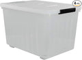 Kekow 70 L Clear Large Storage Box Plastic Latch Box with Wheels 4-Pack