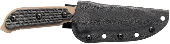 TOPS Knives Mil-Spie Elite Full Tang Fixed Blade- Coyote Tan Coating- Black Kydex Sheath w/Rotating Spring Steel