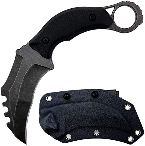 Ccanku C1109 Fixed Blade Knife D2 Steel + G10 Handle EDC Tool with K Sheath for Outdoor Camping Hiking - Black