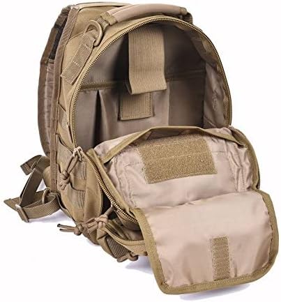 REEBOW GEAR Tactical Sling Bag Pack Military Rover Shoulder Sling Backpack Molle Assault Range Bag Everyday Carry Diaper Bag Day Pack Small Tan
