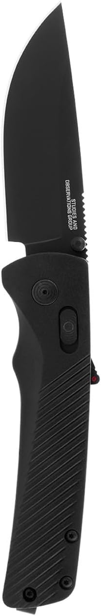 SOG Flash AT Daily Carry Ambidextrous Straight Pocket Folding Knives Ergonomic Handle &amp Deep-Carry Clip D2 Steel Blade
