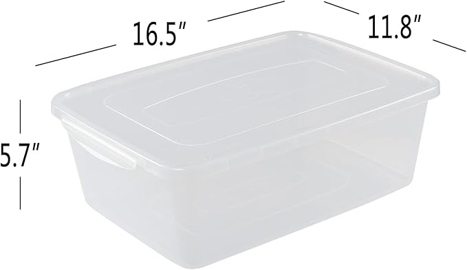 16 Quarts Clear Storage Container with Lid Plastic Shoe Box Latch Boxes set of 2