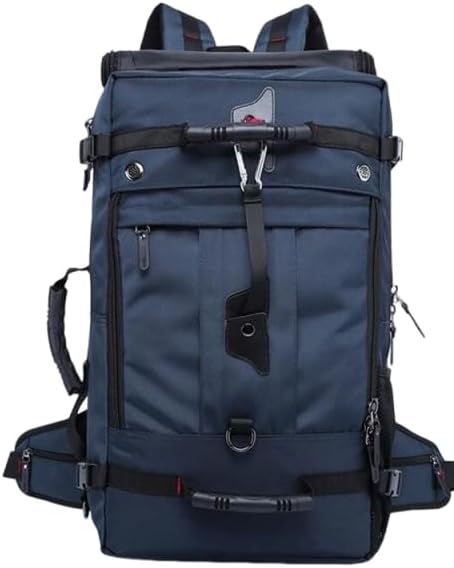 Tactical Backpack Military Molle Hiking 36-55L travel casual sporty outdoor duffel bag blue (50L) rain cover
