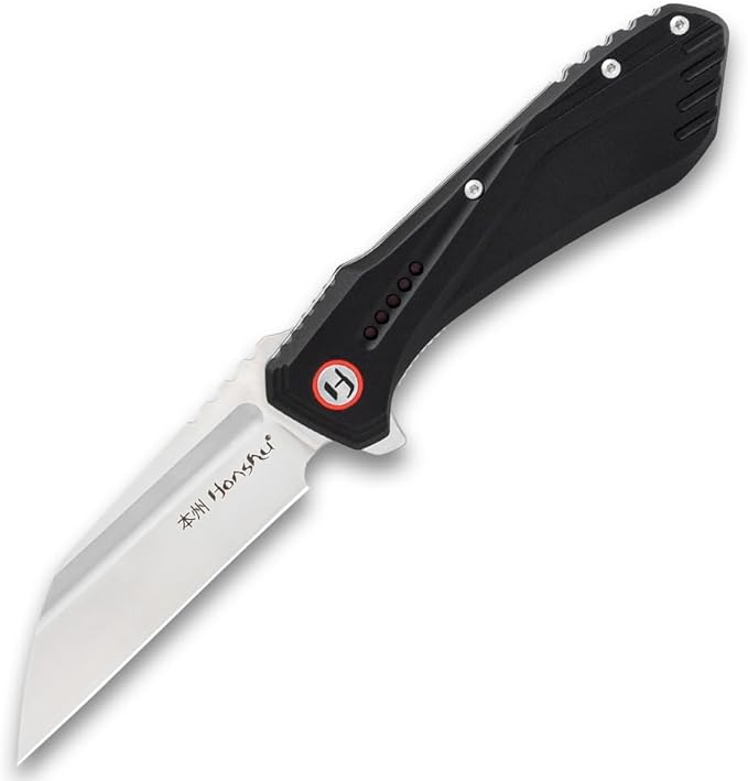 Honshu Sumorusodo Pocket Knife | 7CR17 Stainless Steel Wharncliffe Blade | Ball Bearing Opening | Black Iodized 6061 Aluminum Handle | Pocket Clip | 3 3/8 Blade Length