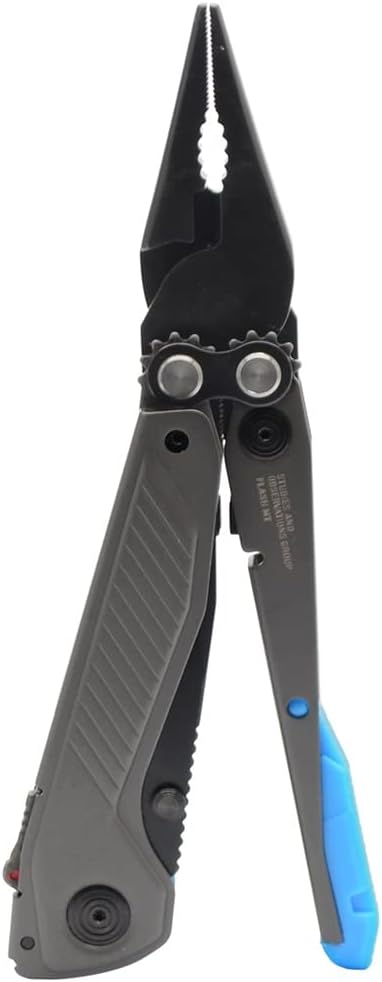 SOG Everyday Daily Solution EDC CRYO D2 Steel Compact Pocket Size Flash MT Multi-Tool 7 Tools Stainless-Steel Housing Urban Gray &amp Cyan