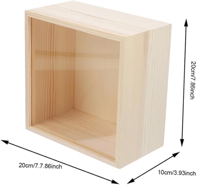 2Pcs Acrylic Storage Box Slide Lid Organizing Wood Container for Home Office and Craft Supplies