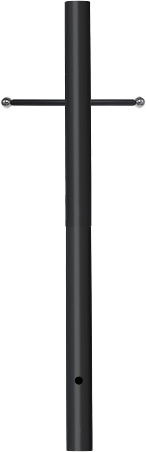 80 in. H x 3 in. Diameter Outdoor Lamp Post Cast Iron Cross Arm for Driveway Pathways Front Yard Weather Resistant Direct Burial Post in Black