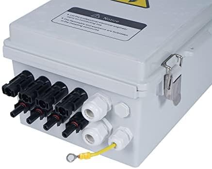 Solar 4 String PV Combiner Box with Lightning Arreste 15A Rated Current Fuse and 2P 63A Circuit Breakers for On/Off Grid Solar Panel System (4 String PV Combiner Box)