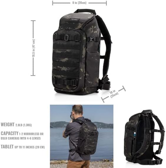 Tenba Axis v2 16L Camera Backpack for DSLR and Mirrorless cameras and lenses plus an 11-inch Tablet – Black (637-753)