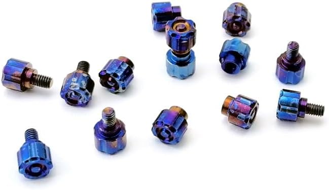 3 Sets Titanium Alloy Thumb Stud Screw Replacements are Suitable for Diameter 4MM Screw Hole(Toasted blue)