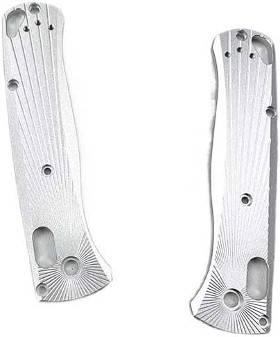 1 Pair Aluminum Alloy Scales in Silver Fits for Bugout 535 Custom CNC Non-slip Blank Handle Patch Replacement