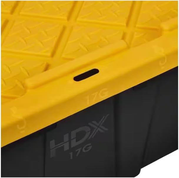 17 Gal. Tough Storage Tote in Black with Yellow Lid