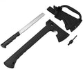 Camping Axe 14 inch hatchet Outdoor Survival Challenge Hiking Tactical Axe Throwing Axe Multi-Function Rope Cutter Saw Hammer (Axe with saw) Black