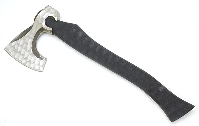 Hand Forged Viking Bearded Axe – 1075 High Carbon Steel Handmade Medieval Style Camping &amp Hunting Axe with Ash Wood Handle and Leather Sheath (Black)