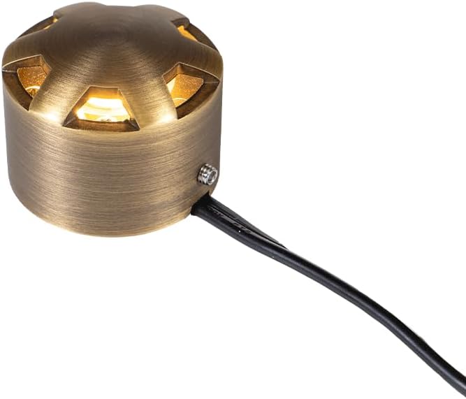VOLT 12V 3.5W 2700K Warm White IP67 Watertight 330 Lumen Solid Brass BuddyPro Plus LED Puck Light (Turret Top) for Deck Step or Hardscape Outdoor Lighting