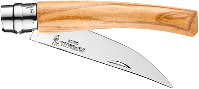 Opinel Effile Slimline Series Folding Fillet Knife – Slim Blade Folding Knife Virobloc Locking Collar Sustainably Harvested Wood Handles Updated Blade Profile (Olivewood/No.08)