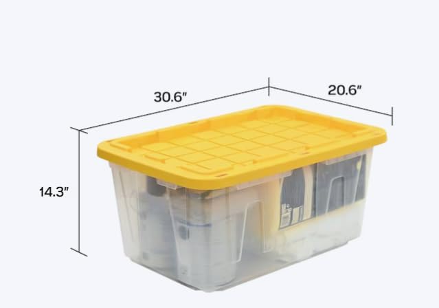 Large 27-Gallon Clear Heavy Duty Stackable Tote with Standard Snap Lid 108-Quart Storage Container