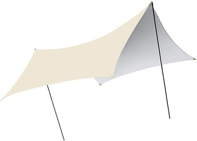 Large 16 Square Meters Outdoor Camping Shelter Featuring Reflective Silver Layer for Sun Shield and