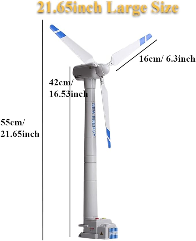 Wind Turbine Model 21.65 Inch Large Size Generator Windmill Toy Science Kit STEM Experiment With Wind-up Rotatable Blades