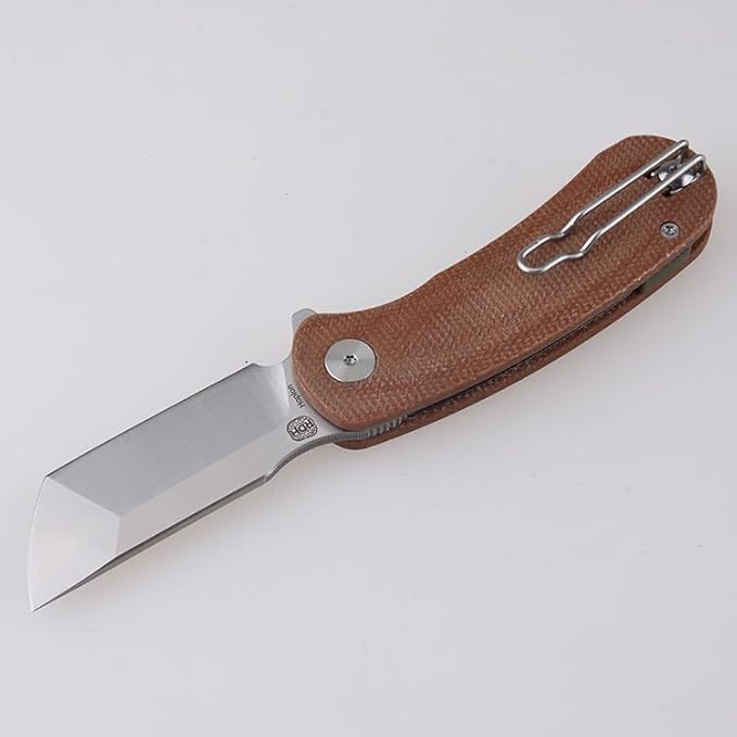 SHIELDON Hoplon Pocket Knife 154CM Steel 2.59 Satin Finish Hollow Grind Japanese Tanto Point Blade G10 &amp Micarta Handle EDC Folding Knife