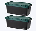 Heavy Duty Stackable Tote with Latching Lid 15-Gallons (60-Quarts) Dark Green Large 2-Pack