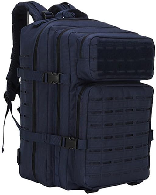 Outdoor Sports Pack Hiking Bag Tactical Rucksack Camo Knapsack Combat Camouflage Tactical 47L Molle Backpack - Blue