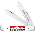 WHISKEY BENT HAT CO. Traditional Trapper Folding Pocket Knife 4.125 Closed Length 440C Stainless Steel Blades (Cowpoke)