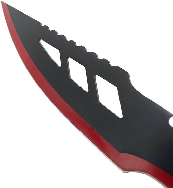 Tactical Flame Skull Machete with 3 Throwing Knives Set