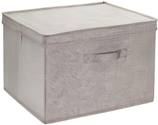 Household Essentials Jumbo Fabric Storage Bins 2 Pack Sturdy Sides and Reinforced Bottom Luxe Fabric Poly Linen Gray