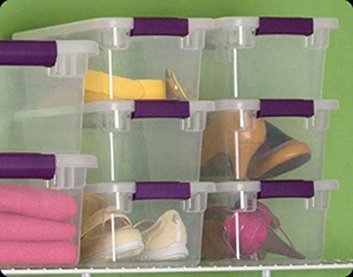 Sterilite 6 Qt ClearView Latch Storage Box Stackable Bin with Latching Lid Plastic Container to Organize Shoes in Closet Clear Base Lid 12-Pack