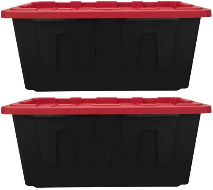 2 PCS 40 Gallon Snap Lid Plastic Storage Bin Storage Container Storage Box Stackable Design Tough Recycle Plastic Construction Lockable With Holes For Zip Ties Or Padlocks