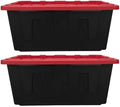 2 PCS 40 Gallon Snap Lid Plastic Storage Bin Storage Container Storage Box Stackable Design Tough Recycle Plastic Construction Lockable With Holes For Zip Ties Or Padlocks