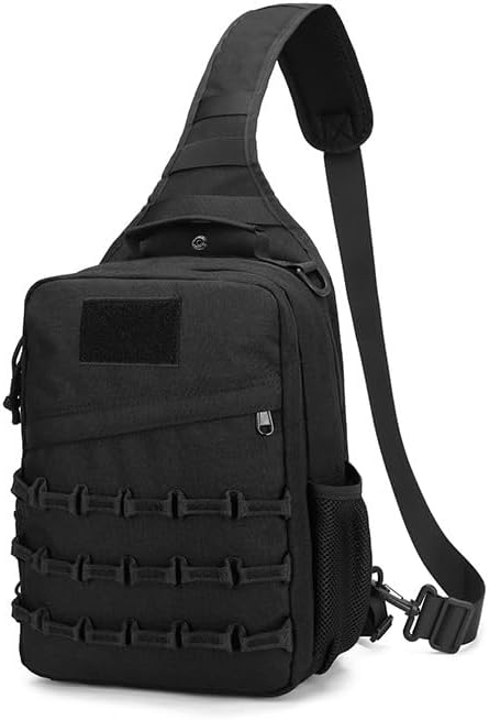 Outdoor Sports Hiking Sling Bag Shoulder Pack Camouflage Tactical Molle Chest Bag - Black