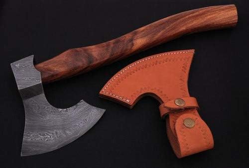 Axe Damascus Steel 16 Rose Wood Handle Axe/Hand Forged Woodsman Axe