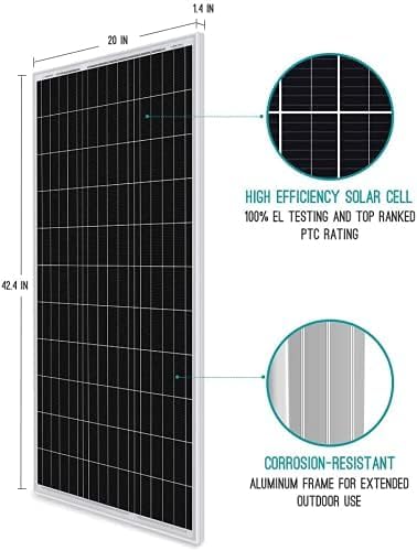 Renogy 400W 12V RV Solar Panel Kit 4*100 Watt Monocrystalline Solar Panel Adventurer 30A LCD PWM Charge Controller BT1 Bluetooth ModuleMounting Brackets Y-Connectors Cables for Off-Grid System
