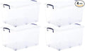 Superio Storage Bins with Lids Clear Plastic Containers for Organizing Stackable Totes BPA Free Odor Free Organizer Boxes for Home and Dorm (4 Pack 44 Quart)