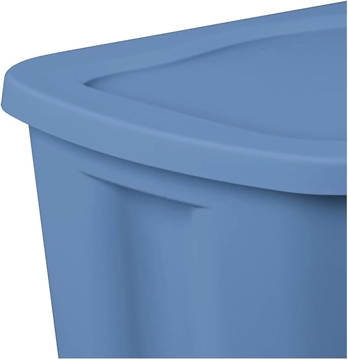18 Gallon Tote Plastic Storage Bin with Snap Stackable Bin with Latch Lid Plastic Container to Organize Home Garage CampingGarage Basement Blue Base and Lid Blue 8 Count