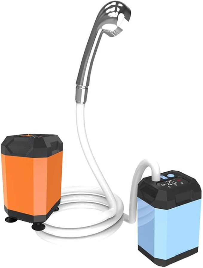 Portable Cordless Camping Shower Outdoor Electric Shower Pump with Rechargeable Battery and Digital Display Large Capacity Shower for Hiking Traveling Beach