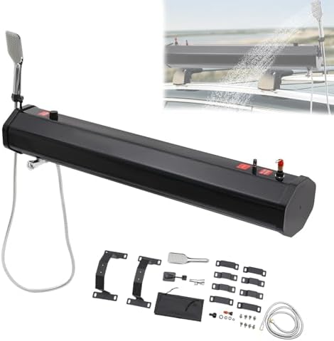 Portable Water Tank for Camping Shower &amp Vehicle Storage Solar Heated Roof Rack Tank for Hiking Car Wash Pet Cleaning Beach Trips - Durable &amp Versatile Solution