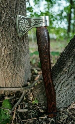 WARIVO Knives Custom Handmade Carbon Steel Viking Axe Bearded Camping Axe for Birthday Gifts