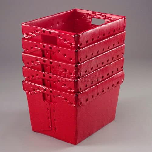 Global Industrial Postal Mail Tote Without Lid Corrugated Plastic Red 18-1/2x13-1/4x12 Lot of 10