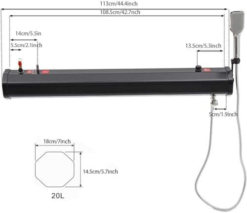 30L Self-Pressurized Water Tank for Roof Rack Shower - Multifunctional Overland Shower System with Shower Head &amp 1.7m Hose for SUVs Trucks Off-Road &amp Camping