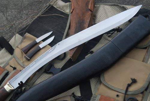 20 Hunting Sirupate Kukri Knife - Khukuri Comes Leather Sheath and 2 Small Knives - Daily Woking Bushcrafting High Carbon Steel Blade Camping Tool