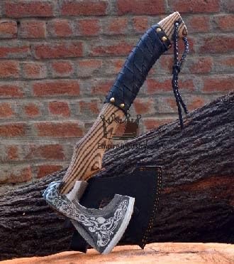 Handmade High Carbon Steel Viking Valhalla Axe with Sheath - Outdoor Camping - Hunting Axe by Empire Industry