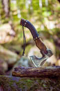 Handmade Carbon Steel Axe – Hand Forged High Carbon Steel Head | Wood Handle Rustic Outdoor Hatchet Viking Style Camping &amp Survival Axe (Axe-5)