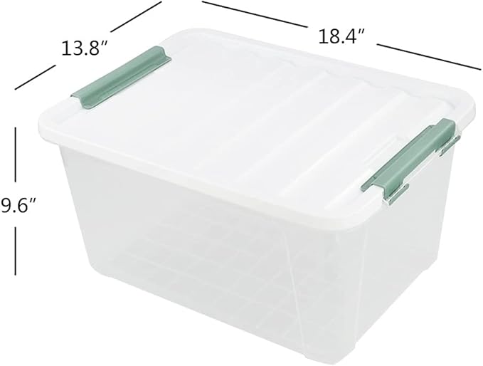 Gloreen 35 Quart Clear Storage Bins with Lid and Handle Multipurpose Stackable Plastic Storage Latches Box/Containersset of 4