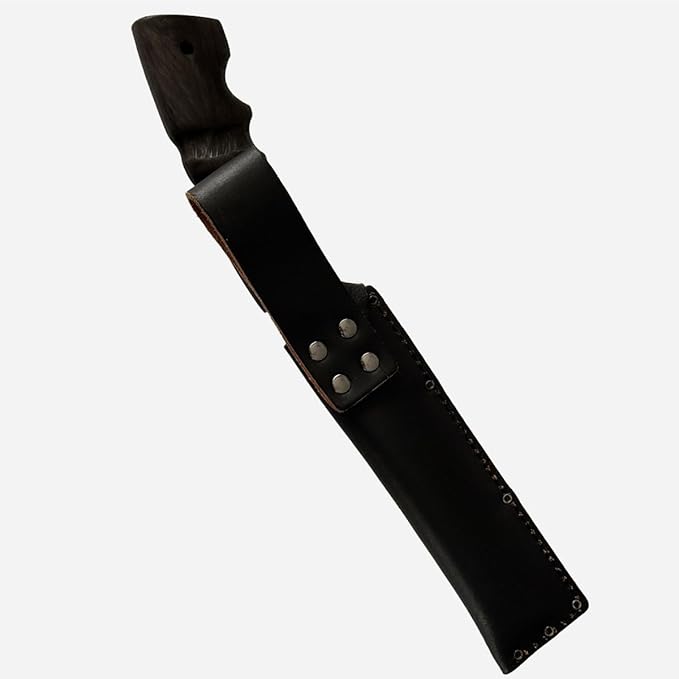 Japanese NATA Hatchet – Hand-Forged Steel &amp Iron Blade Using Traditional Swordsmithing Method | Black-Dyed Finish | Carved Wooden Handle | Leather case | Made in Japan