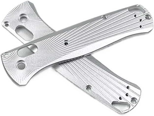 1 Pair Aluminum Alloy Scales in Silver Fits for Bugout 535 Custom CNC Non-slip Blank Handle Patch Replacement